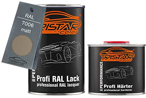 TRISTARcolor RAL 7006 Beigegrau matt Lack Dose + Härter 1,5 L | 2K-Set aus Lack + Härter, schnelltrocknend