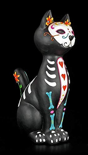 Figuren Shop GmbH Gothic Katzen Figur - Day of the Dead - Puss | Dekofigur, handbemalt