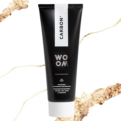Woom Carbon+ Premium Toothpaste Whitening Zahnaufhellung Schwarze Aktivkohle Zahnpasta Aktivkohle Paste für Weiße Zähne Zahncreme mit Fluorid 75ml