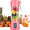 Portable Blender Mini Blenders Smoothies Shakes Juicer Cup USB Rechargeable Six Blades in 3D for Superb Mixing 380mL Pink