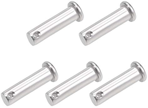 sourcing map 5 Stück Steckbolzen Einzelloch Gabelbolzen 10mm X 35mm Splintstift Flacher Kopf 304 Edelstahl Verbindung Scharnierbolzen