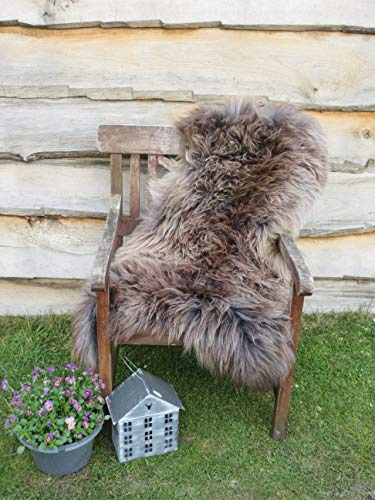 Echtes Öko Merino Schaffell Lammfell Fell braun-weiß ökologische Gerbung (120-130 cm)