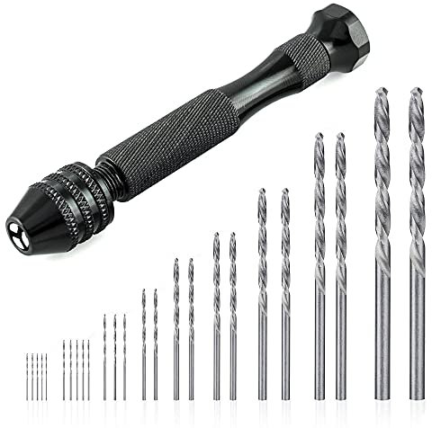 Saipor Precision Pin Vise Hand Drill Set with 25 Pcs Micro Mini Twist Drill Bits Pen Vice Kit for Resin, Wood, Jewelry Making, Model Work DIY