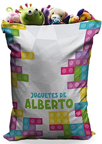 LolaPix Personalisierte Spielzeugtasche. Personalisierte Geschenke mit Namen. Spieltasche. Verschiedene Ausführungen und Größen. Blocks