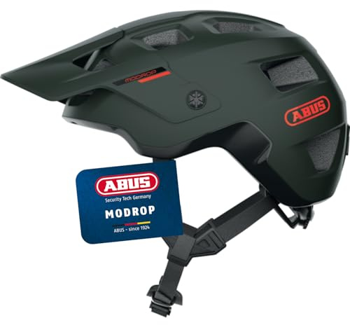 ABUS MoDrop Casco MTB, casco da bicicletta robusto con buona ventilazione per mountain bike, vestibilità personalizzata, per donna e uomo Verde (pine green) S (51-55 cm​)
