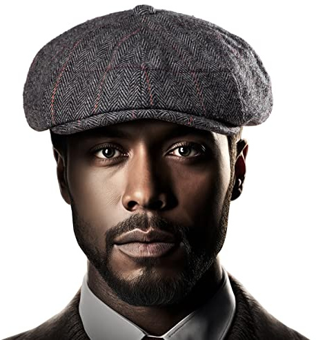 LADYBRO 8-Panel Herren Newsboy-Mütze - Fischgrätenmuster Tweed-Wollmischung Hüte Schirmmütze Scally Ivy Cap Vintage Alltag Freizeit