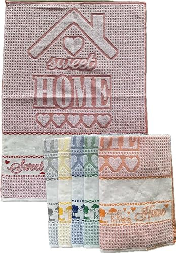 OM DOLCE CASA Strofinacci Canovacci con Tela Aida per Ricamo Misura CM 50X70 100% Cotone Pacco da 6 Pezzi vari modelli Muffin Gnomi Home Prodotto in Italia (Home)