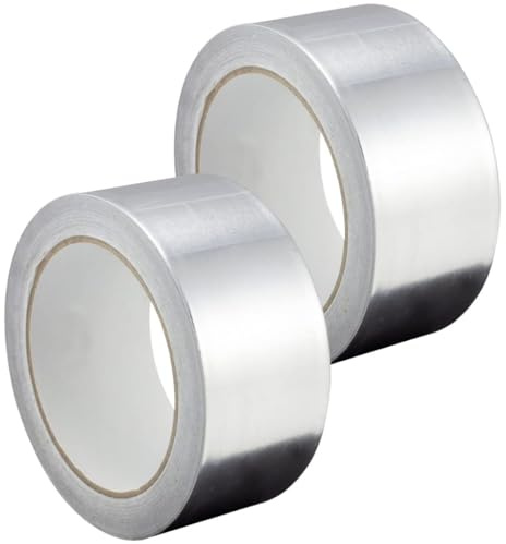 GOCABLETIES Aluminium Klebeband 48 mm x 25 m 2 Rollen | Selbstklebend, hitze- und wasserbeständig, zum Versiegeln und Reparieren