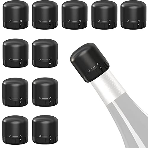 Loboo Idea Silicone Wine Stoppers for Wine Bottles, Wine Saver Stoppers (12pcs/Box, Black)