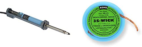 Velleman VTDESOL3 Pompe à dessouder avec ampoule à dessouder 230 V/30 W & Spirig WICK2.2-1.5 3S-Wick Bobine de tresse à dessouder antistatique 2,2 mm x 1,5 m