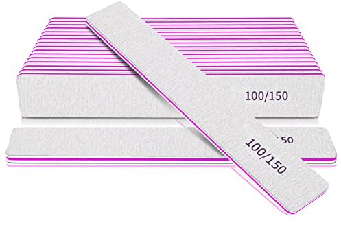 Lima per Unghie Professionale 100/150 Grana, 12 Pezzi Lime per Unghie Bifacciale Riutilizzabile, Lima Unghie per Unghie Acriliche e Naturali, Set Lime per Unghie