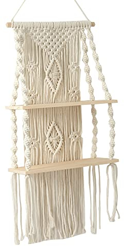 Qeunrtiy Mensola da parete realizzata a mano in macramè, corda di cotone bohémien, arazzo intrecciato, per piante, galleggiante, decorazione per la casa