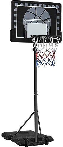 Yaheetech Panier de Basket Extérieur Portable Réglable en Hauteur 234-264 cm Panier de Basket sur Pied à roulettes avec Base de Lestage Panneau Arrière Robuste Noir
