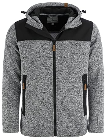 Blue Wave Herren Strickfleecejacke Fabio - Fleecejacke Strickjacke Jacke mit Softshell-Besatz in Marine Größe S