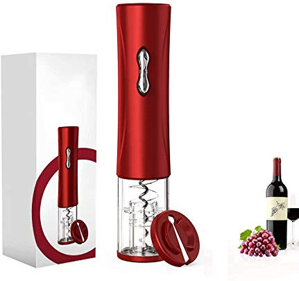 MCNUSS Set di cavatappi Elettrico, Apribottiglie Elettrico, Apribottiglie Automatico, con tagliacapsule, Acciaio Inossidabile, Rosso
