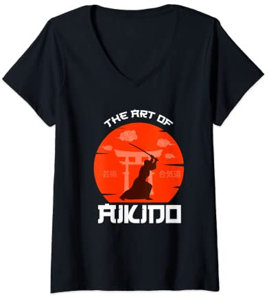 Damen Aikido Anzug für Damen – Aikido T-Shirt mit V-Ausschnitt