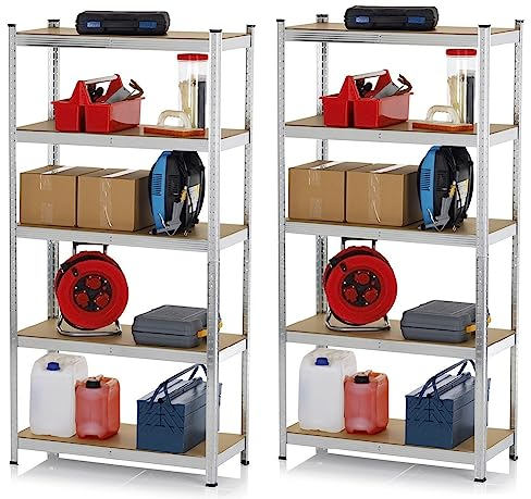 EASYmaxx Estantería Pesada Set de 2, 180x90x40cm | 1750kg Capacidad de Carga, 175kg por Nivel | Estantería de Almacenamiento, estantería de Bodega, Banco de Trabajo | 10 estantes Ajustables