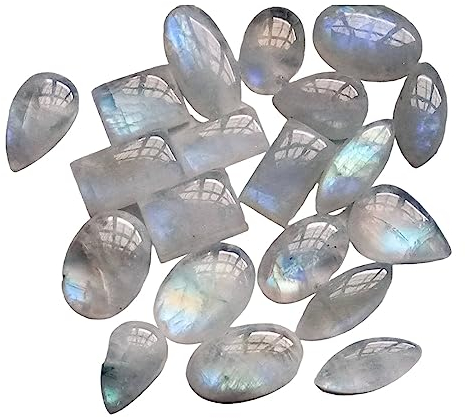 Gems For Jewels 12x18mm - 13x23mm Regenbogen-Mondstein-Mischform-Cabochons für Damen, lose Regenbogen-Mondstein-Cabochons mit flacher Rückseite, Mondstein für Schmuck - DV5023