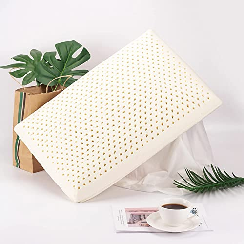 Talatex 100% naturale di alta qualità, in lattice Dunlop, cuscino in schiuma di lattice a basso pofile, a media resistenza, allevia la pressione, dolore al collo e alle spalle, (Queen(1 confezione),