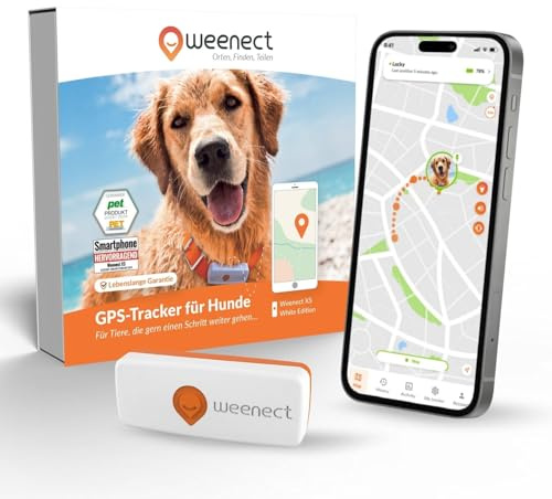 Weenect Chien XS - Mini Traceur GPS pour Chien | Suivi en Temps réel | Etanche | Plus Petit modèle du marché | Fonctionne avec abonnement | Garantie à Vie