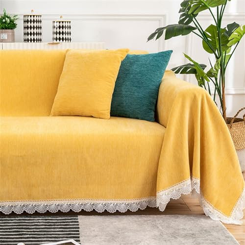 FANSU Sofabezug L Form 1 2 3 4 Sitzer, Einfarbig Sofaüberwurf Decke Ecksofa Universelle rutschfeste Couch Bezug Sofaschoner Sofa Decken Couch Überwürf Einteiliger Sofabezug (180x150cm,Gelb)