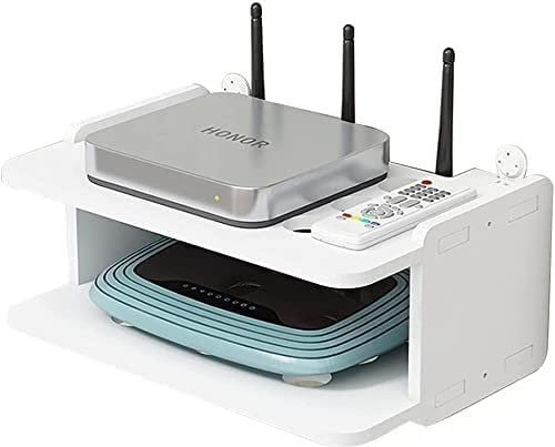 EFARMA router storage box, Wireless Router Storage Box - Wireless WiFi Router Storage Box Router Rack Wall Motor Box Rubbing Room Set Top Box Rack Wire Sorting Box (Color : White, Size : 35x21x16 cm)