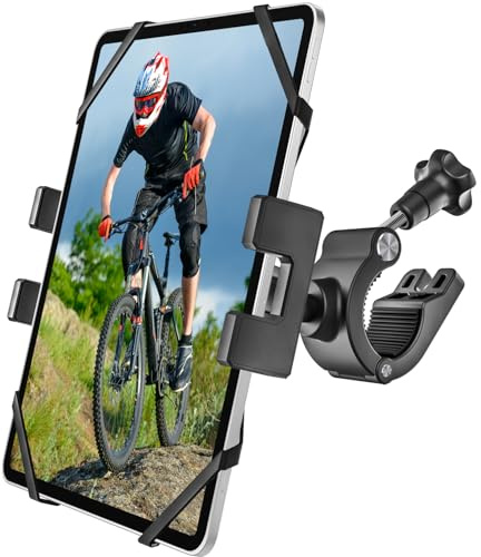Fahrrad-Tablet-Halterung [Ultra Stabil] Motorrad-Tablet-Halterung für Fahrradlenker, Elektroroller, Mountainbike, Dirtbike-Klemme, 360° drehbar, geeignet für 4,7-13 Zoll iPad Pro, Air, Mini, iPhone