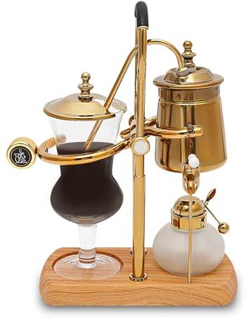 wanwanper Machine à café siphon - Kit de machine à café avec siphon Balance - Cafetière belge - Outils d'extraction pour café infusé à la main - Avec cuillère à café et verre doseur - Doré