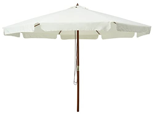 QJBSAVVA Ombrellone da Esterni con Palo, Ombrellone Da Bar Ombrellone Spiaggia Grande Ombrellone Esterno Ombrellone Mare Adatto per Bar Spiaggia Esterno Terrazzo in Legno 330 cm Bianco Sabbia