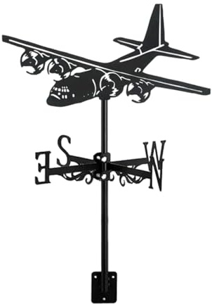 Colcolo Black Airplane Weathervane, Metal Plane Vane, Art Gift Accessories, Aircraft Ornament Wind Direction Indicator for Farm