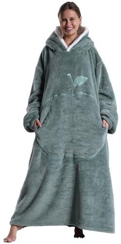 Pterygoid Hoodie Decke Extra Lang mit Kapuze und Tasche für Damen Herren | Weicher Kuschelpullover und tragbare Decke mit Ärmeln, Warmes Geschenk für Freundin und Mutter–ideal für Sofa und kalte Tage