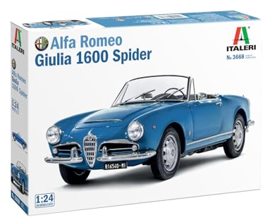 Italeri 3668 1:24 Alfa Romeo Guilia 1600 Spider - Modellbau, Bausatz, Standmodellbau, Basteln, Hobby, Kleben, Plastikbausatz, Auto Bausatz, Auto Modell 1:24, Geformte Farbe