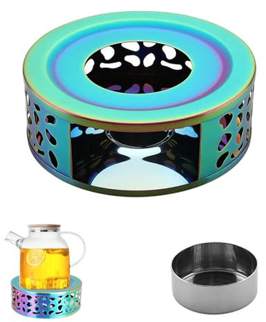 ARTGHJL Stövchen für Teekanne,Stövchen Teewärmer,Teelicht Warmhalter,Kaffeewärmer aus Edelstahl,Stövchen aus Edelstahl mit Teelichthalter,zum Erhitzen von Tee Milch Kaffee Heißen (Multicolor)