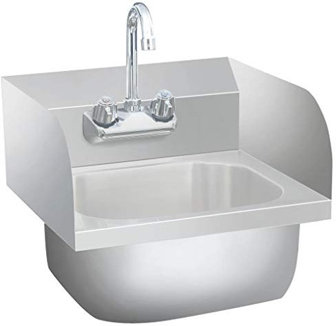 JUDYY Gastro-Handwaschbecken mit Wasserhahn Edelstahl, Aufsatzwaschbecken, Bathroom Sink, Waschtisch, Ablaufgarnitur, Aufsatzbecken