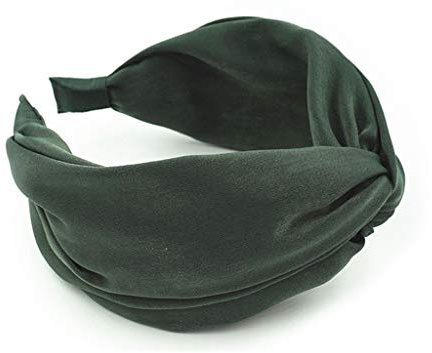 Serre-tête rétro en satin de couleur unie super large en tissu croisé à large bord