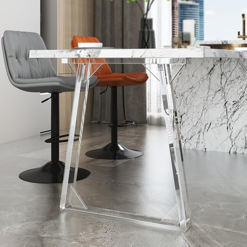 LRYELWA 1 Stück Tischkufen Tischbeine Transparente Acryl Möbelfüße Trapez Tischgestell für Esstisch Schreibtisch Stizbank Couchtisch Schreibtisch Beistelltisch,mit Schrauben (40cm x 60cm)