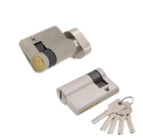 1Pcs Invisible Door Lock Core Glass Door Lock One Side Cylinder with Knob Length 45mm Height 32MM for Fire-Proof Door Security Door(with knob)