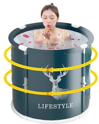 Faltbare tragbare Badewanne – Erwachsenen-Badeeimer für heißes Bad, Eisbad, kompakte Einweichwanne für Sportler, kalte Spa-Wanne, einfache Einrichtung für den Innen- und Außenbereich,