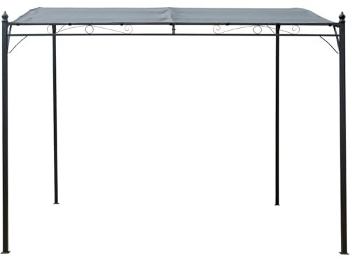 Pergola adossée inclinée en métal - 3 x 2.5 m - Gris