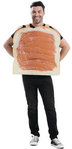 JUST FOR PARTY Adults Food Breakfast Toast Costume - Funny Food Fancy Dress for Halloween Dress Up Party,One Size