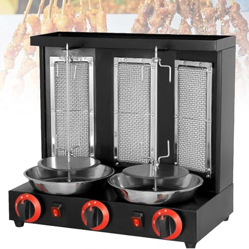 Machine Commercial,Automatic Machine Propane Vertical Broiler with 3 Burners,360° Rotating Adjustable Temperature(Black)