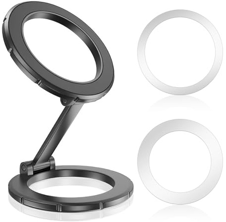 Dual Magnetic Ring Phone Stand for iPhone 16, [Strong N52 Magnet] for MagSafe Foldable Ring Phone Stand Grip, Portable Mount Compatible with iPhone 15 14 13 12 Pro Max Plus Series Galaxy S25 Series