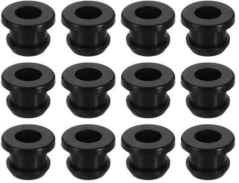 sourcing map 12Pcs Rubber Grommets Fit 0.35 (9mm) Hole Dia.0.39 (10mm) H 0.2(5mm) ID Hole Top Hat Grommet Silicone Rubber Hole Plug Gasket for Electrical Box Cable Pipe, Black