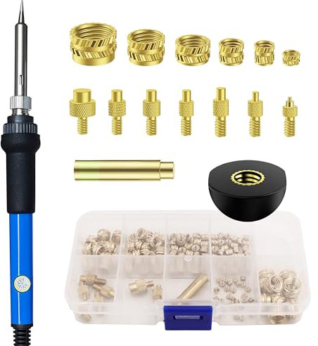 139pcs Gewindeeinsatz 3D Drucker Zubehör, Gewindeeinsätze Lötspitzen Set, Einschmelzgewinde Lötkolben Set, Lötkolbenspitzen für Gewindeeinsätz, Einschmelzmuttern M2 M3 M4 M5 M6 M8