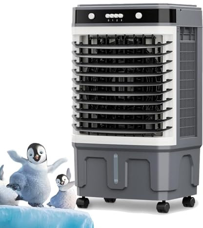 MZQMK Aire Acondicionado Portátil, Enfriador De Aire Grande, 30L Tanque, Climatizador Evaporativo, con Ruedas, Control Remoto para Hogar Oficina(80cm/31in)