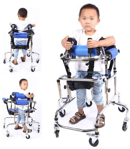 Stehhilfe HöHenverstellbar, Rollators Walker, FüR Menschen Mit Zerebralparese, Sechs RäDer, Kippsicher, Faltbar, HilfsgeräTe für Behinderte, Rehabilitationstraining, Gehhilfe