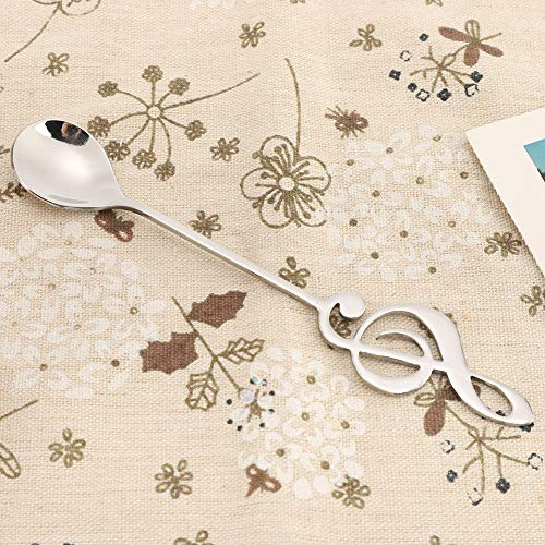 Wakects Nota Musical Diseño de café Cucharas, Acero Inoxidable para té, Postres y Aperitivos con Lavavajillas Seguras (SILVER)