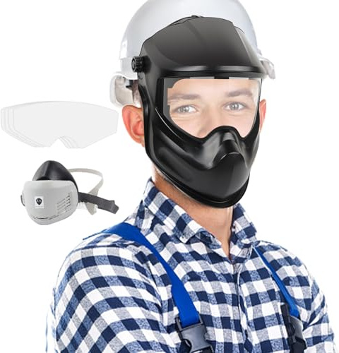 Casco de Soldar - Protector Facial Antideslumbramiento para Soldador,Con Protección UV Completa Resistente al Polvo y Amplio para Corte por Trabajo MIG Automoción Industrial Construcción