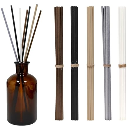 5 Mixed Colors 25cm Diffuser Replacement Sticks - 60Pcs Fiber Reed Fragrance Sticks Refill for Home and Bathroom - Rattan Essential Oil Sticks for Scented Diffuser