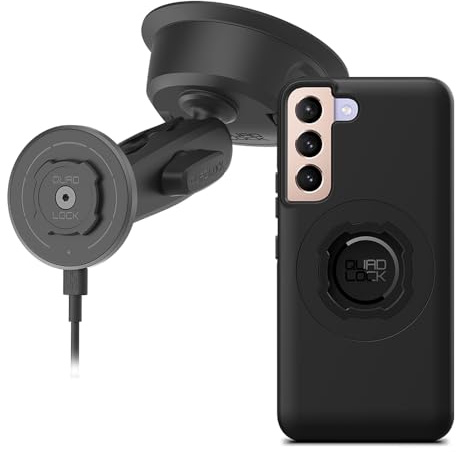 Quad Lock Heavy Duty Suction Car Phone Mount with MAG Phone Case and MAG Wireless Charging Head for Galaxy S22